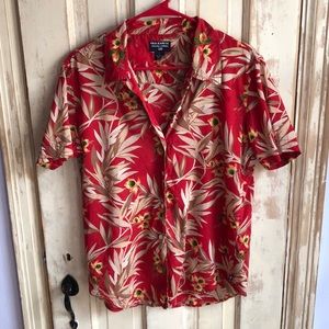 Polo jeans Ralph Lauren red Hawaiian shirt top SzL
